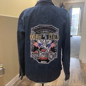 Levi's Pearl Snap Long Sleeve Denim Shirt w/Back Graphic Size S